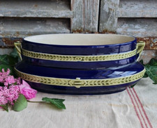 ANCIENNE JARDINIERE BARBOTINE FIVES DE LILLE BLEU COBALT n°4646