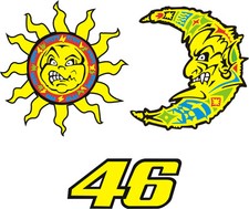Kit 3 Stickers plastifiés Valentino ROSSI - 46 Lune & Soleil - Moon & Sun
