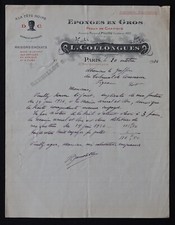 Billhead Facture PARIS 1934 éponge peau de chamois COLLONGUES tête noire 127