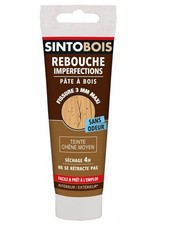 Pâte à bois teinte chêne moyen rebouche imperfections trou fissure 80g SINTOBOIS