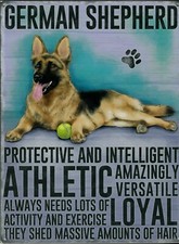 PLAQUE METAL vintage chien BERGER ALLEMAND - 40 x 30 cm 