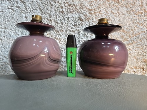 Paire lampes rose verrerie - de,