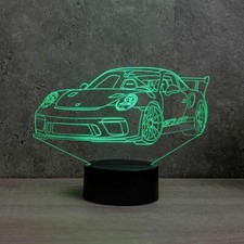 Lampe de chevet veilleuse 3D Porsche 911 GT3RS avec télécommande - Cadeau ann...