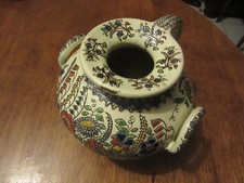 PICHET  FAIENCE EMAILLEE SIGNEE THOUNE SUISSE  FLEURS 