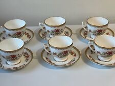 Lot de 6 tasses à thé et sous-tasses porcelaine anglaise Coalport + 3 assiettes 