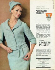 publicité Advertising 0121 1963  laines Georges Picaud pure laine peignée