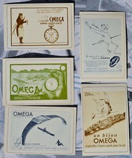 Ensemble De 5 Rare Cartes OMEGA D'Époque Neuves Motiven Vieilles Publicité