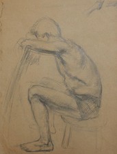 Ancien dessin au crayon homme