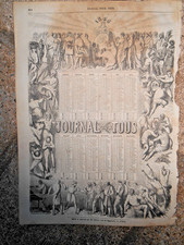 vieux papier calendrier ancien de 1856 feuille détachée du journal pour tous