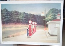 GRAND TABLEAU GRAVURE Edward Hopper "Station Service" format 128x90 cm