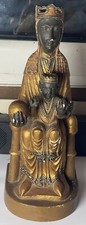 Statuette XIXè Notre Dame De Montserrat Plâtre Polychrome Armé -Vierge Noire