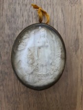 ANCIEN RELIQUAIRE VERRE BOMBÉ