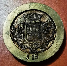 Matrice Sceau Cachet en Bronze Armoirie & Blason Couronne Ville GAP 58 gr