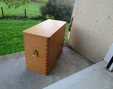 ancienne boite de rangement document en bois classeur
