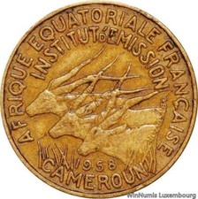 C8790 French Equatorial Africa 5 Francs CFA 1958 Paris -> Make offer