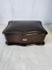 Ancien coffret à bijoux en cuir Monogramme Argent fin XIXe 