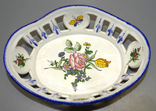 -JOLIE BANNETTE PETITE PANIERE CERAMIQUE ROULLET RENOLEAU FLEURS & PAPILLONS