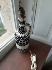 ANCIENNE POTERIE SIGNEE SAFI  MAROC CARAFE BOUTEILLE MONTEE  EN LAMPE NABEUL