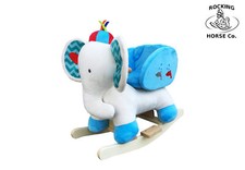 Le Cheval à Bascule Co Rocking Éléphant Seat - Blanc/Bleu - Peluche Finition