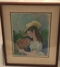 RARE TABLEAU PASTEL Encadré