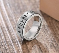 Bague anneau runes anti stress bijou en acier