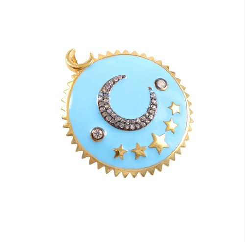 Pave diamant pendentif émail - pave,