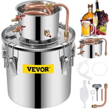 VEVOR Distillateur d'Eau Distillateur d'Alcool 21 L Inox Condenseur Thermomètre