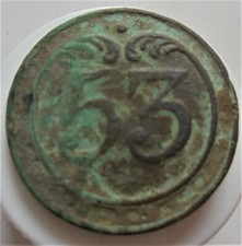 Ancien bouton plat en bronze