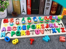 Jouet Montessori éducatif bois enfant +3 ans LIRE ECRIRE COMPTER COULEUR PUZZLE