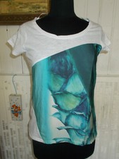 Tee shirt  coton blanc Bi-matiere MISS CAPTAIN  T.1 36/38 manches courtes