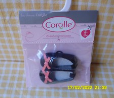 COROLLE .1 PAIRE DE CHAUSSURE POUPEE CHERIE BALLERINE VERNIS NOIRE NEUVE 4 DISPO