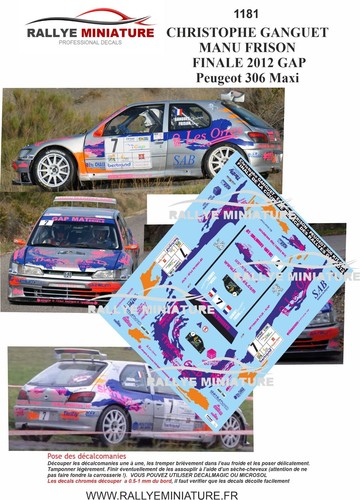 Decals ref 1181 peugeot - 1/43,