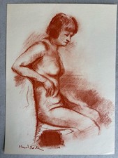 Marcel Roche Gravure Dessin À La Sanguine Femme Nue Étude De Nu Féminin Art Deco