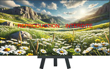 Paysage Floral de Montagne -Marguerites  - Décoration Champêtre - Chevalet Bois