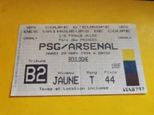 RARE ORIGINAL FOOTBALL PLACE TICKET  PSG / Arsenal Le 29 Mars 1994 