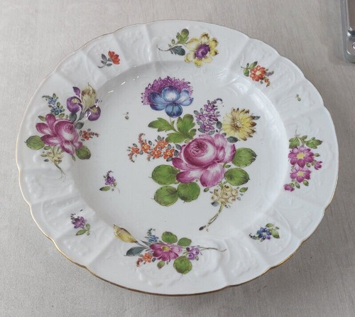 Assiette décor fleurs - ,, bords