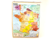 Carte murale école française de France double face vintage datée 1990