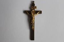 Ancienne croix bois laiton XIXe religion (34762)