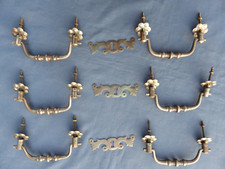 6 poignées pendantes rosaces + 3 entrées fer tiroirs commode meuble Lg 13,3 cm