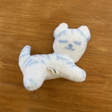 Doudou Peluche CHAT BOULGOM BLEU BLANC 17 CM GRELOT Hochet Vintage