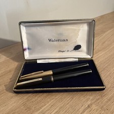 Duo Waterman Coffret De 2 Stylos Plumes Plaqué Or 18K 750 Stylos Vintage.