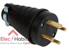 Fiche caoutchouc 3P+T 20A à sortie droite Legrand 055070