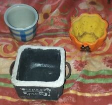 3 cache-pot ou vide de poche orange 9x13 cm environ noir 9x12 cm 