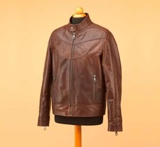 Mens brown leather jacket - jacket, /