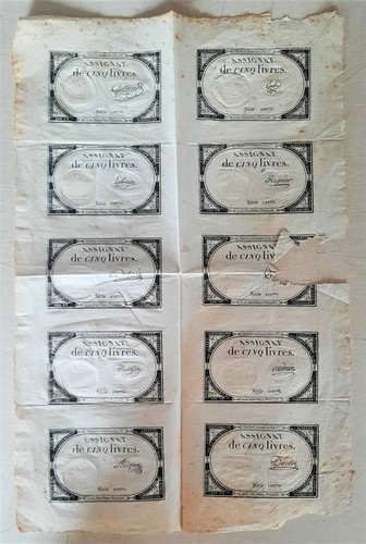 Assignat livres brumaire - 5, 10