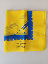 FOULARD Jaune  PUB vintage carré Polyester TED LAPIDUS PARIS La Poste 84 X 84cm