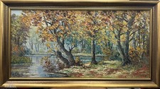 GRAND TABLEAU HST - MAURICE SCHWAB DIT GRAWIL - COURS D'EAU DANS UN SOUS BOIS