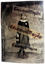 FERROTYPE 1890  jeune fille avec roller patins à roulettes rare H758