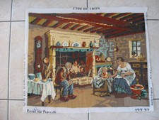 " prés de l'âtre " 47cmx37cm 4réf4919 tapisserie canevas FINI Paris France