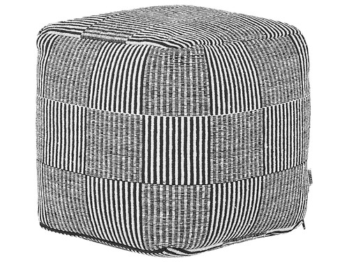 Pouf noir blanc coton - en,